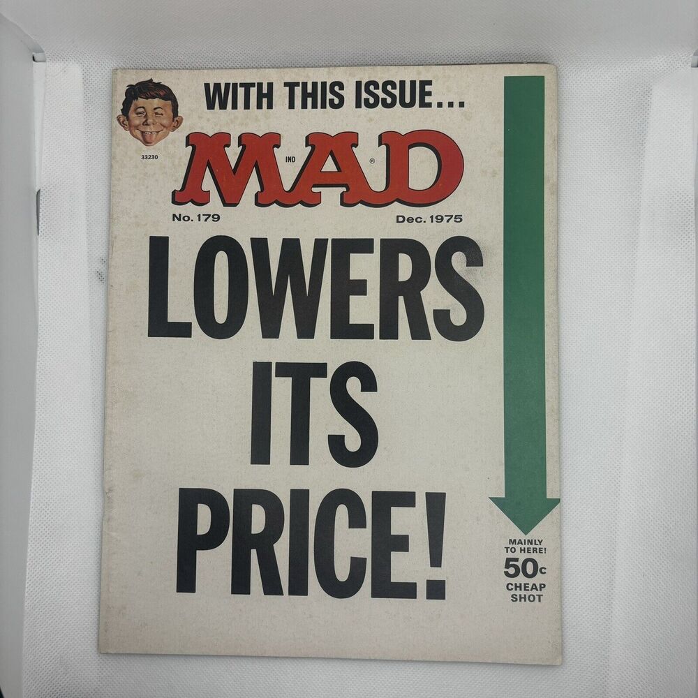 Mad Magazine Vol 1 No 179 December 1975 Mad Lowers Its Price! Satire Humor Wit